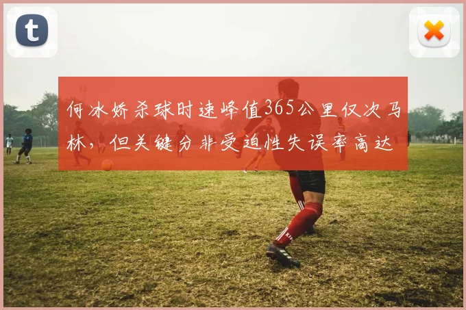 何冰娇杀球时速峰值365公里仅次马林，但关键分非受迫性失误率高达27%
